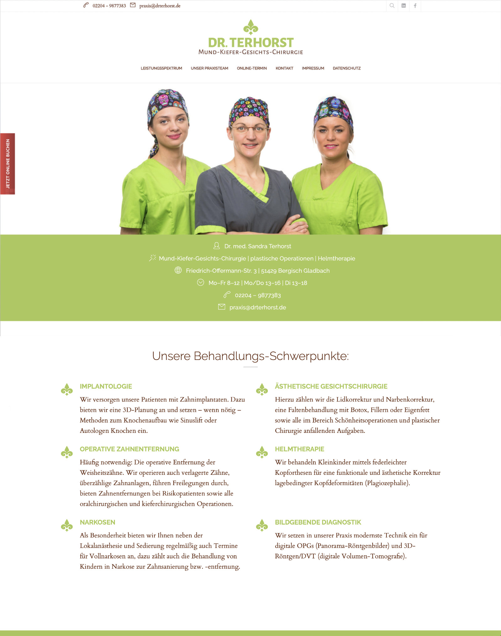 Webdesign für Dr. Terhorst | MKG-Chirurgie, Bergisch Gladbach