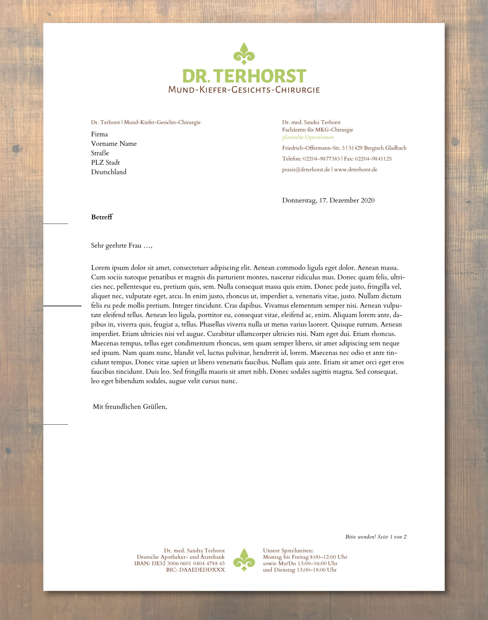 Grafik-Design für Dr. Terhorst | MKG-Chirurgie